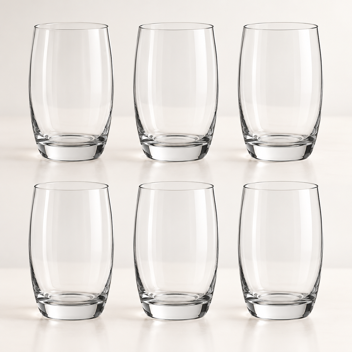 Elegant Clear Glass Tumblers 390 ml – Set of 6 or 12