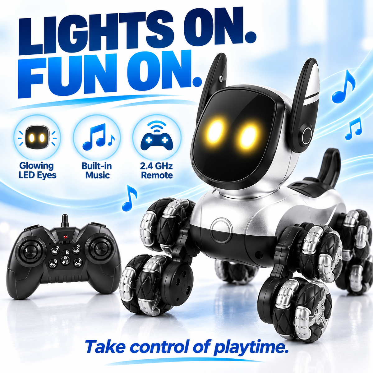 Remote Control Stunt Robot Dog with LED Eyes & Music