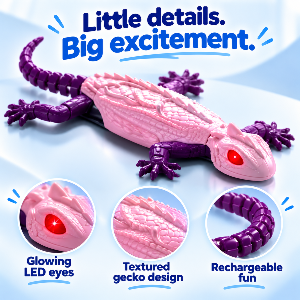 33 cm Remote Control Wall-Climbing Gecko – Pink & Purple