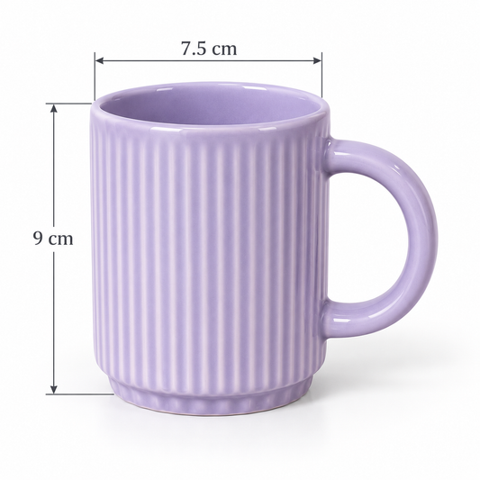 1 Pc Ribbed Ceramic Coffee Mug – 6 Soft Colors Individually (1 Mug)