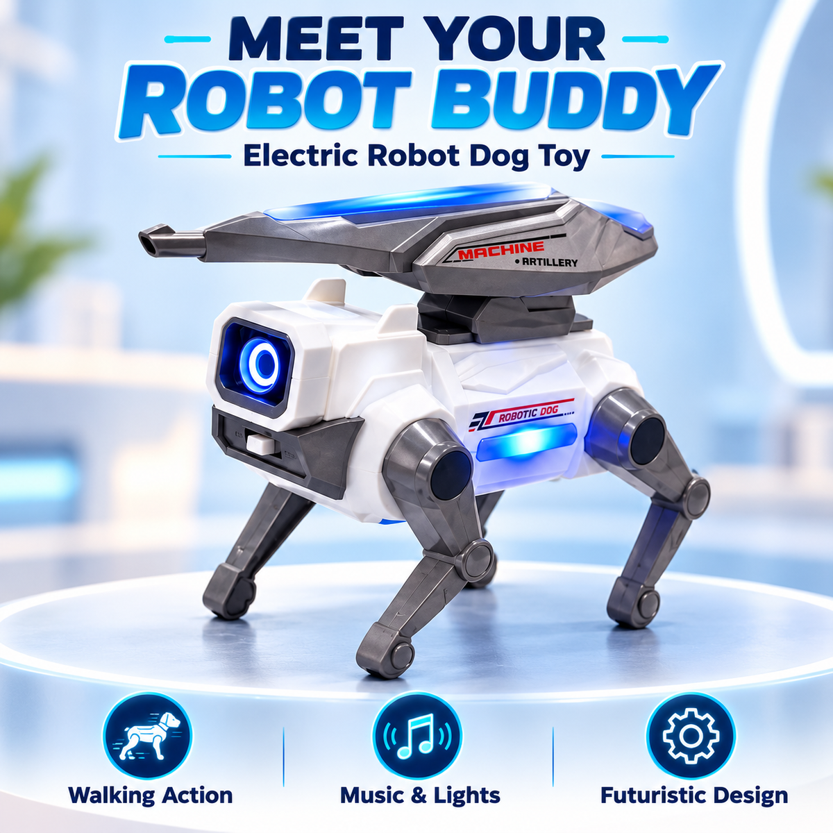 Electric Walking Robot Dog Toy with Music & LED Lights