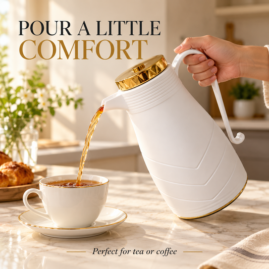 1L Glass-Lined Vacuum Flask with Push-Button Lid