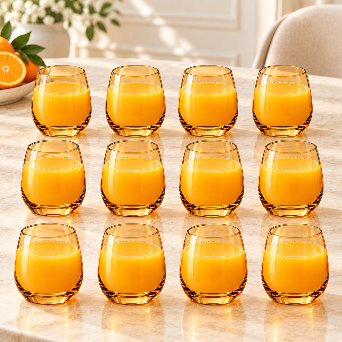 Elegant Amber Glass Tumblers – 350 ml | Set of 6 or 12