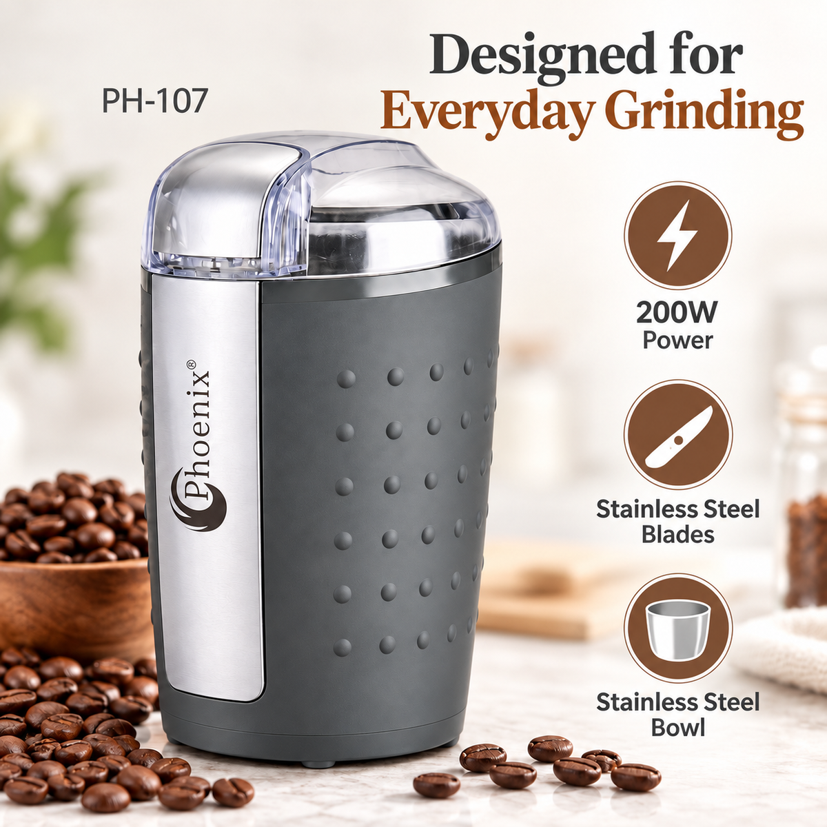 Electric Coffee & Spice Grinder – 200W