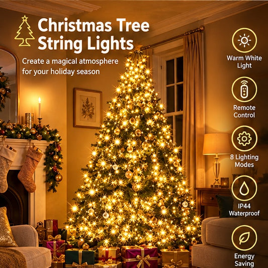 Warm Christmas Tree String Lights – 200 LED Tree Net Lights with Remote Control