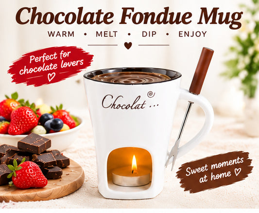 Chocolate Fondue Mug with Candle Warmer & Dipping Fork