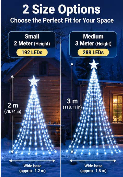 Christmas Tree LED White Lights with Remote Control – Small 2M & Medium 3M