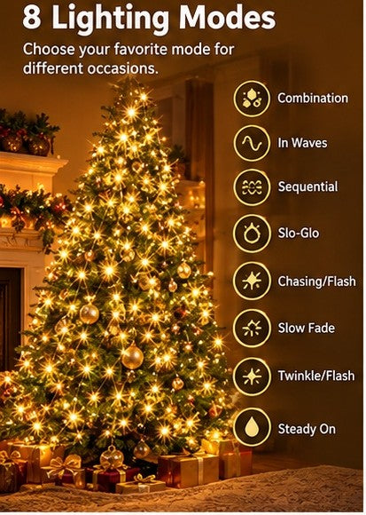 Warm Christmas Tree String Lights – 200 LED Tree Net Lights with Remote Control
