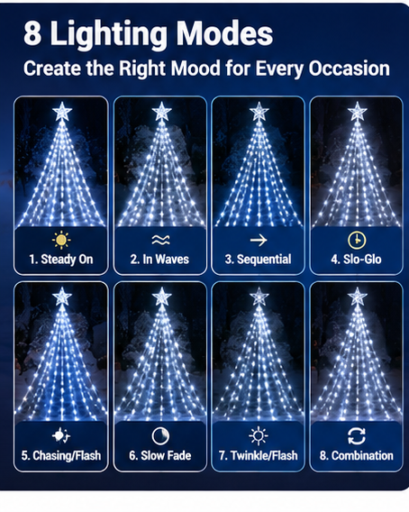Christmas Tree LED White Lights with Remote Control – Small 2M & Medium 3M