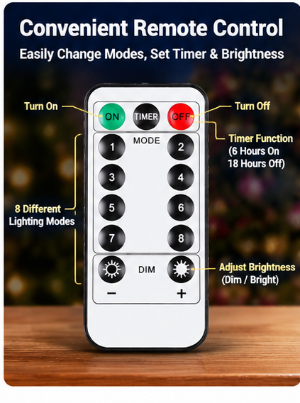 Christmas Tree LED White Lights with Remote Control – Small 2M & Medium 3M