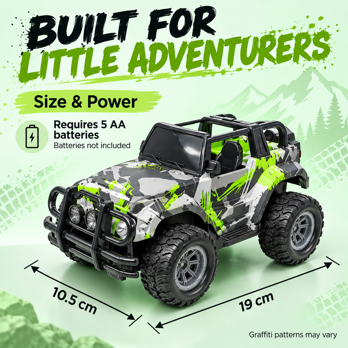 Remote Control Off-Road Toy Car with Graffiti Design – Yellow & Green