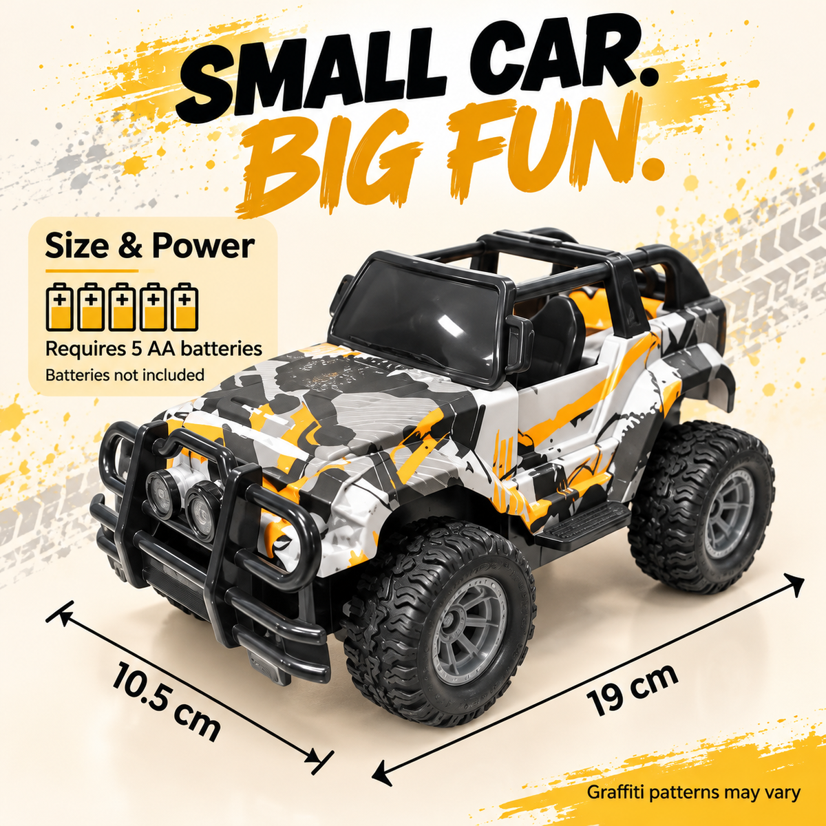 Remote Control Off-Road Toy Car with Graffiti Design – Yellow & Green