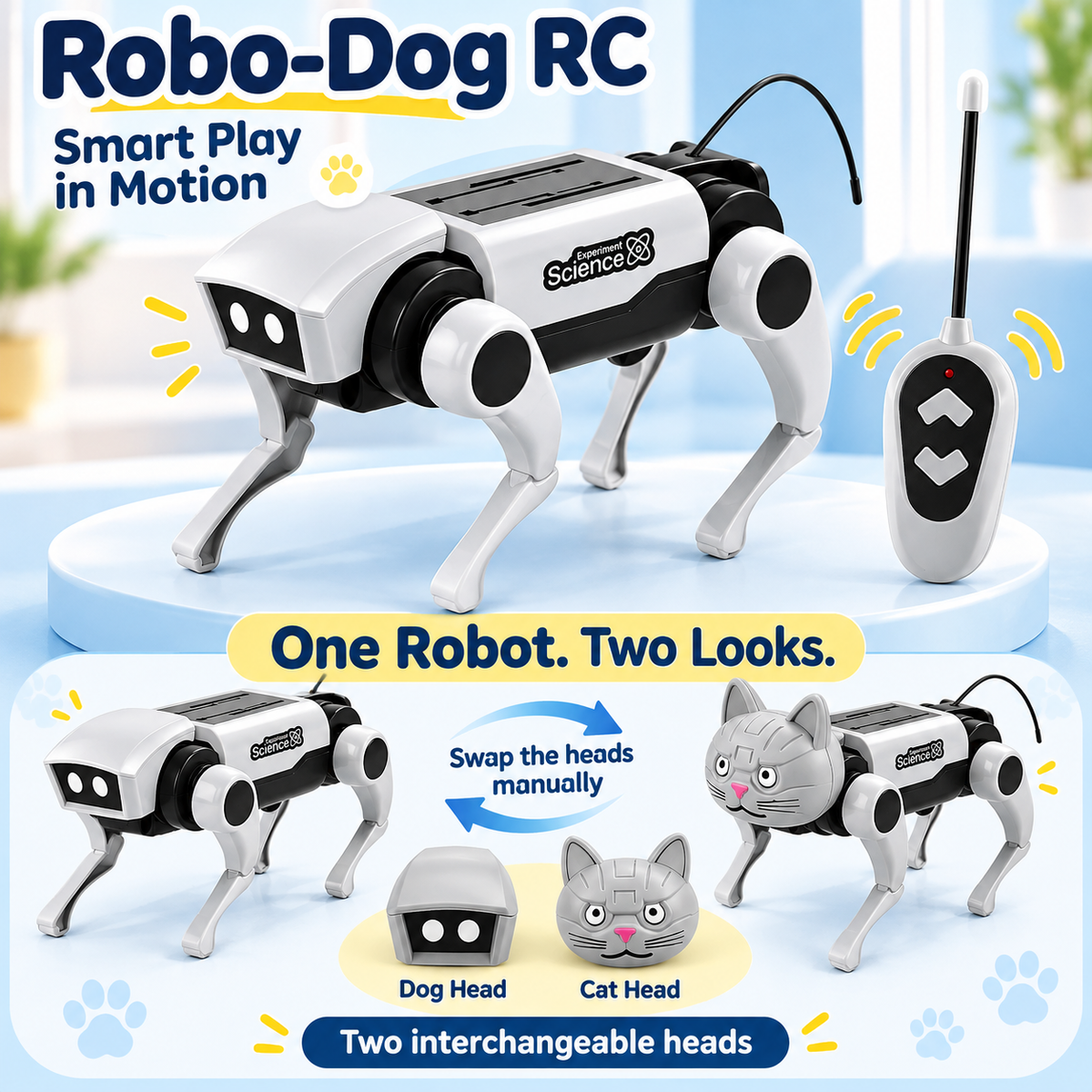 2-in-1 Remote Control Robot Dog & Cat – DIY Kit or Fully Assembled