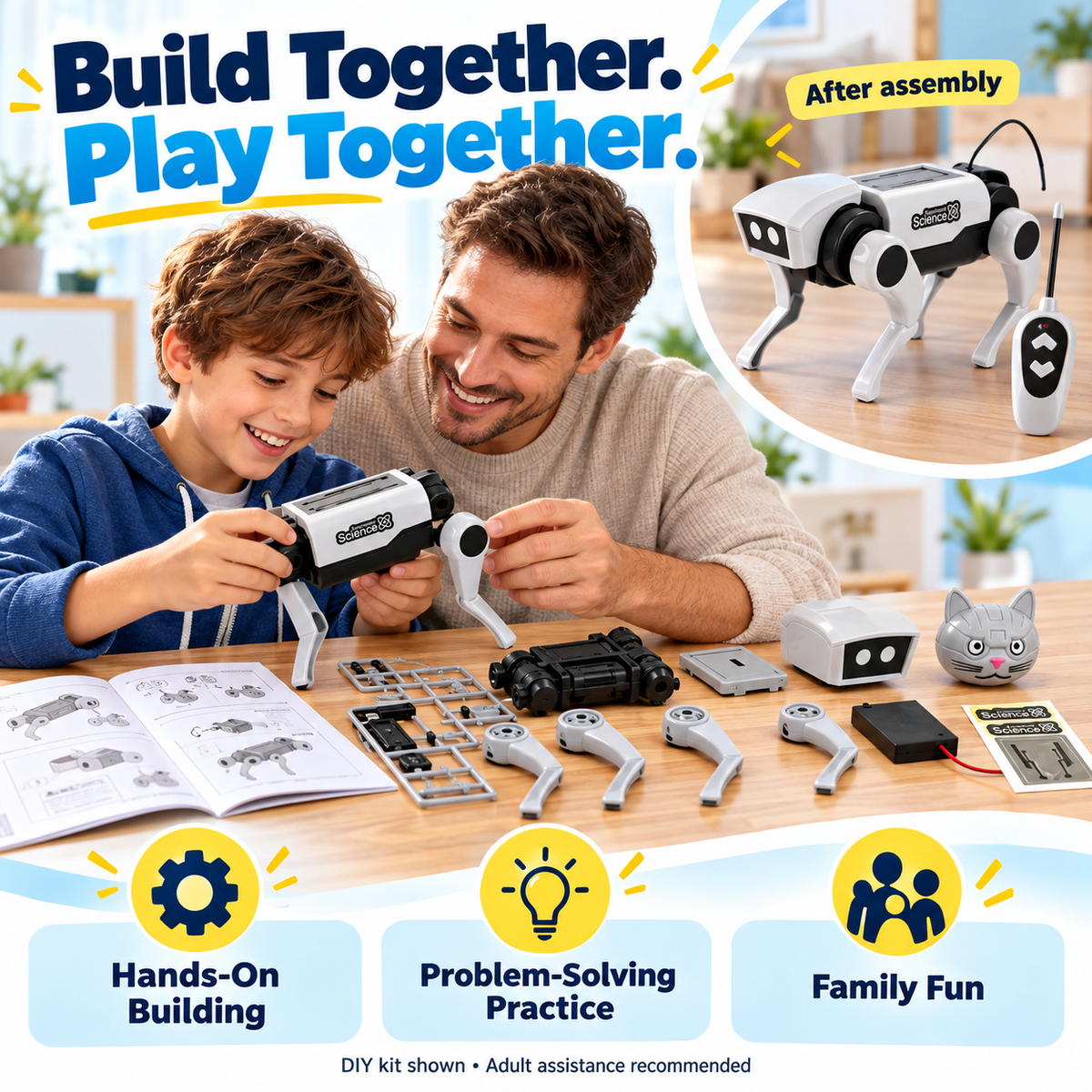 2-in-1 Remote Control Robot Dog & Cat – DIY Kit or Fully Assembled