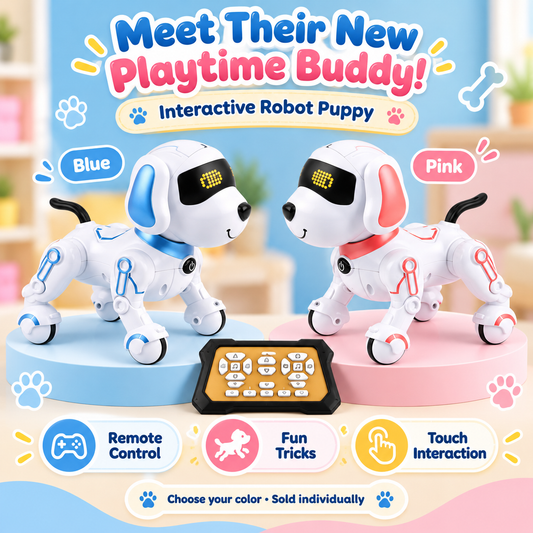 Interactive Remote Control Robot Dog – Rechargeable Puppy Toy in Pink or Blue