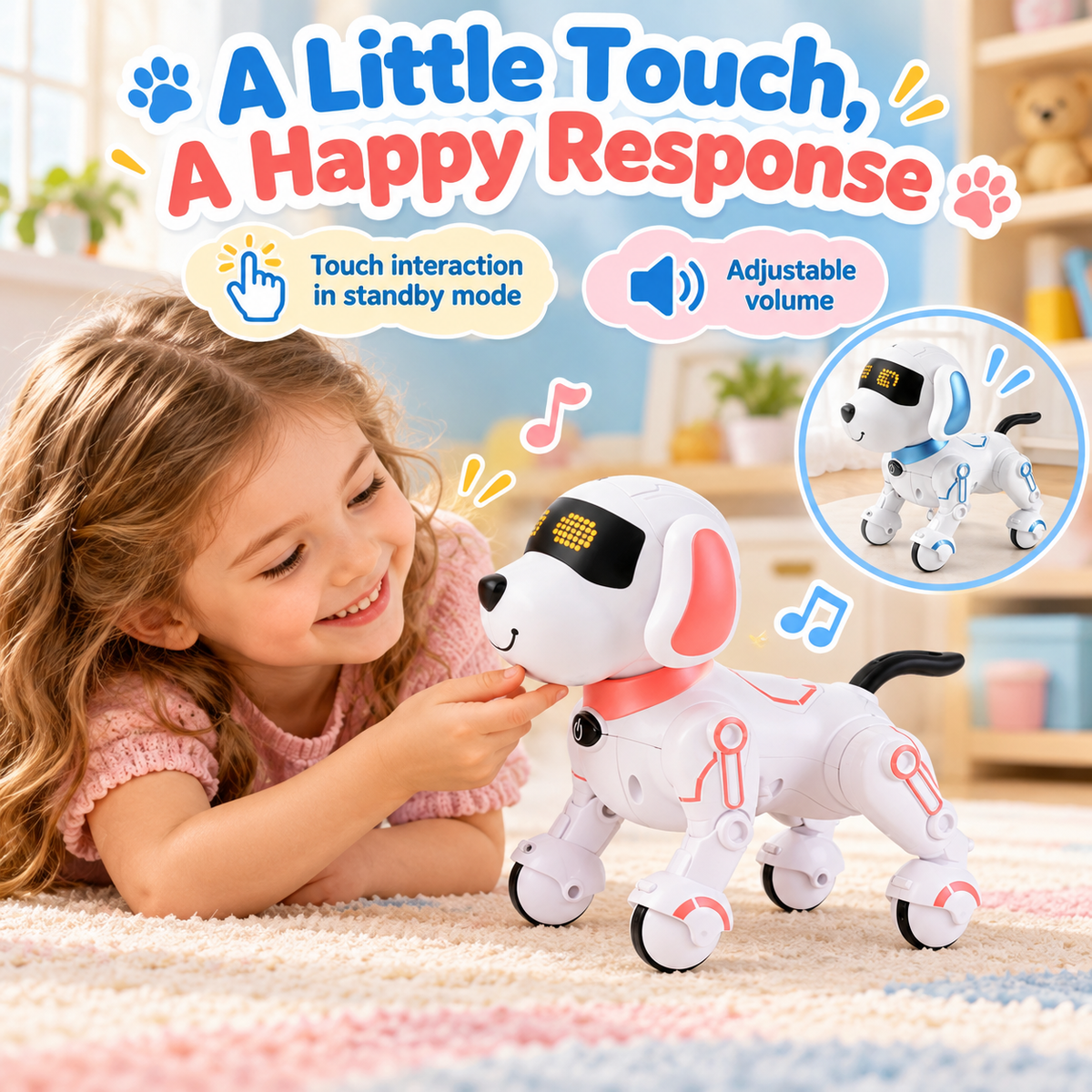 Interactive Remote Control Robot Dog – Rechargeable Puppy Toy in Pink or Blue