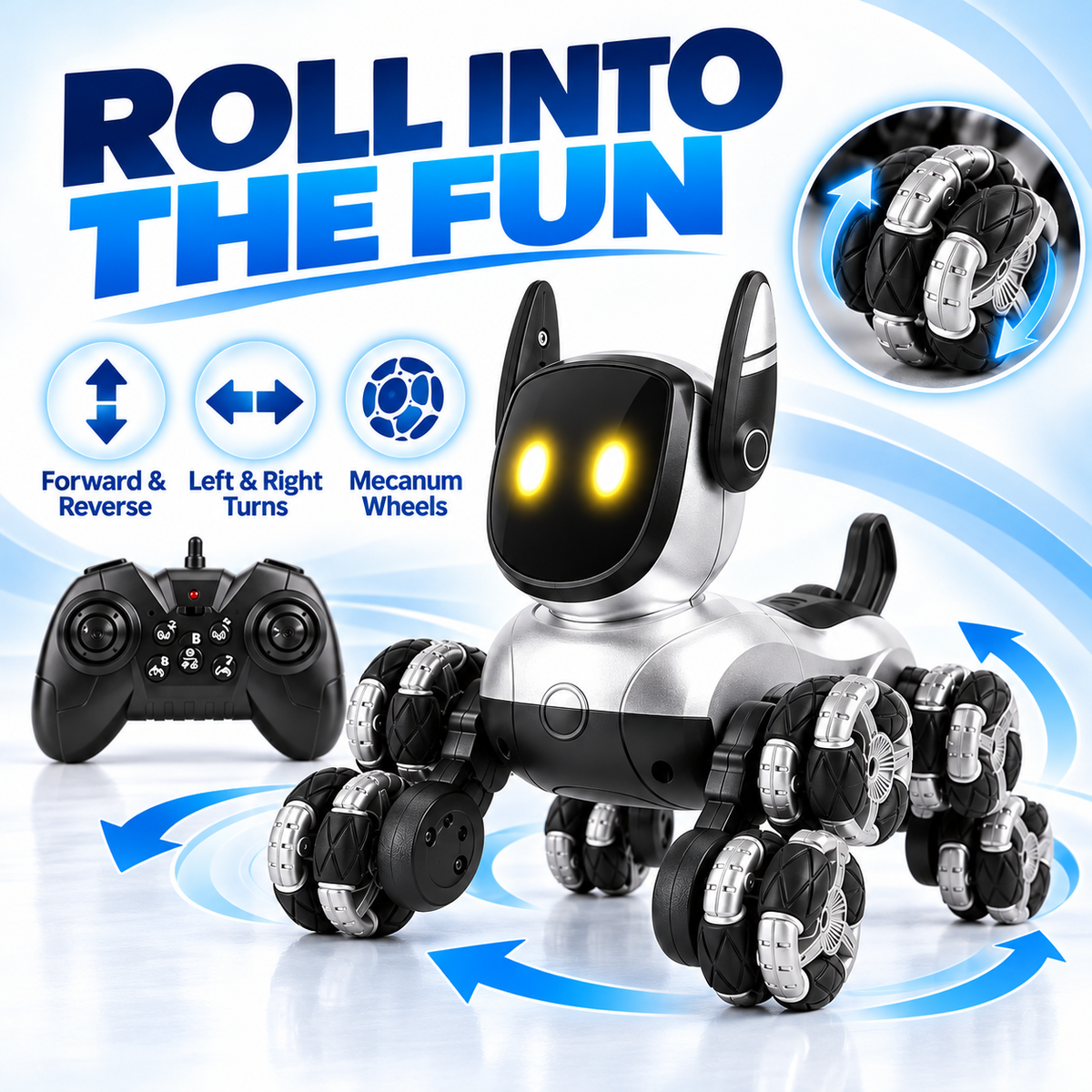 Remote Control Stunt Robot Dog with LED Eyes & Music