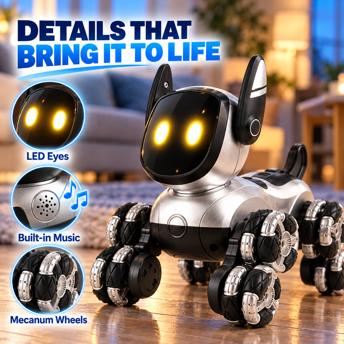 Remote Control Stunt Robot Dog with LED Eyes & Music