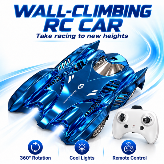 360° Wall-Climbing Remote Control Stunt Car with Lights – Blue