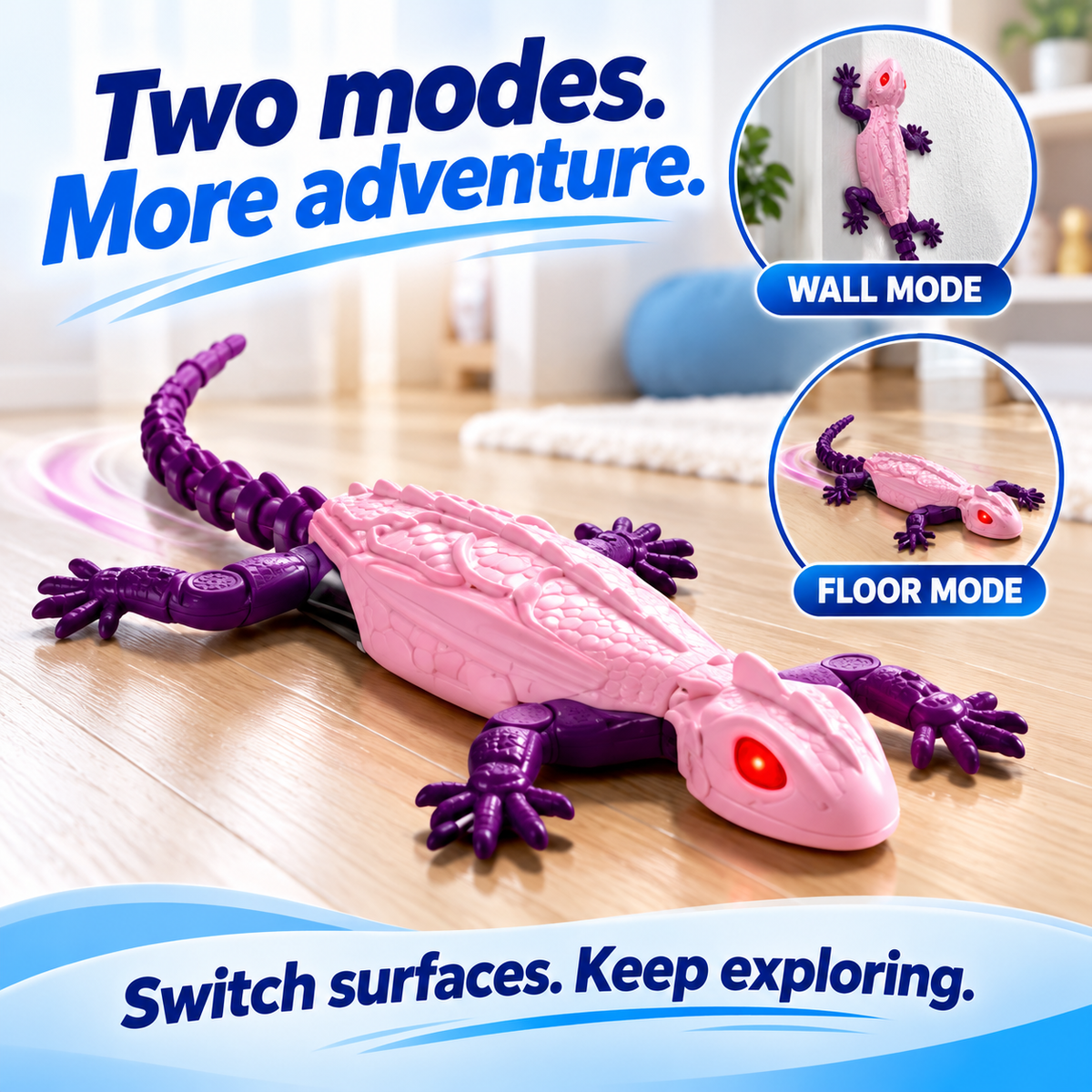 33 cm Remote Control Wall-Climbing Gecko – Pink & Purple