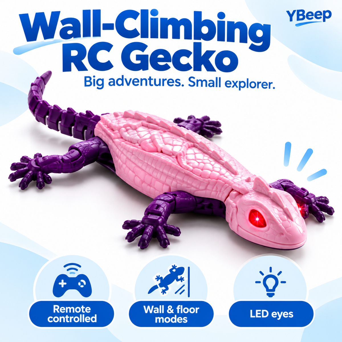 33 cm Remote Control Wall-Climbing Gecko – Pink & Purple