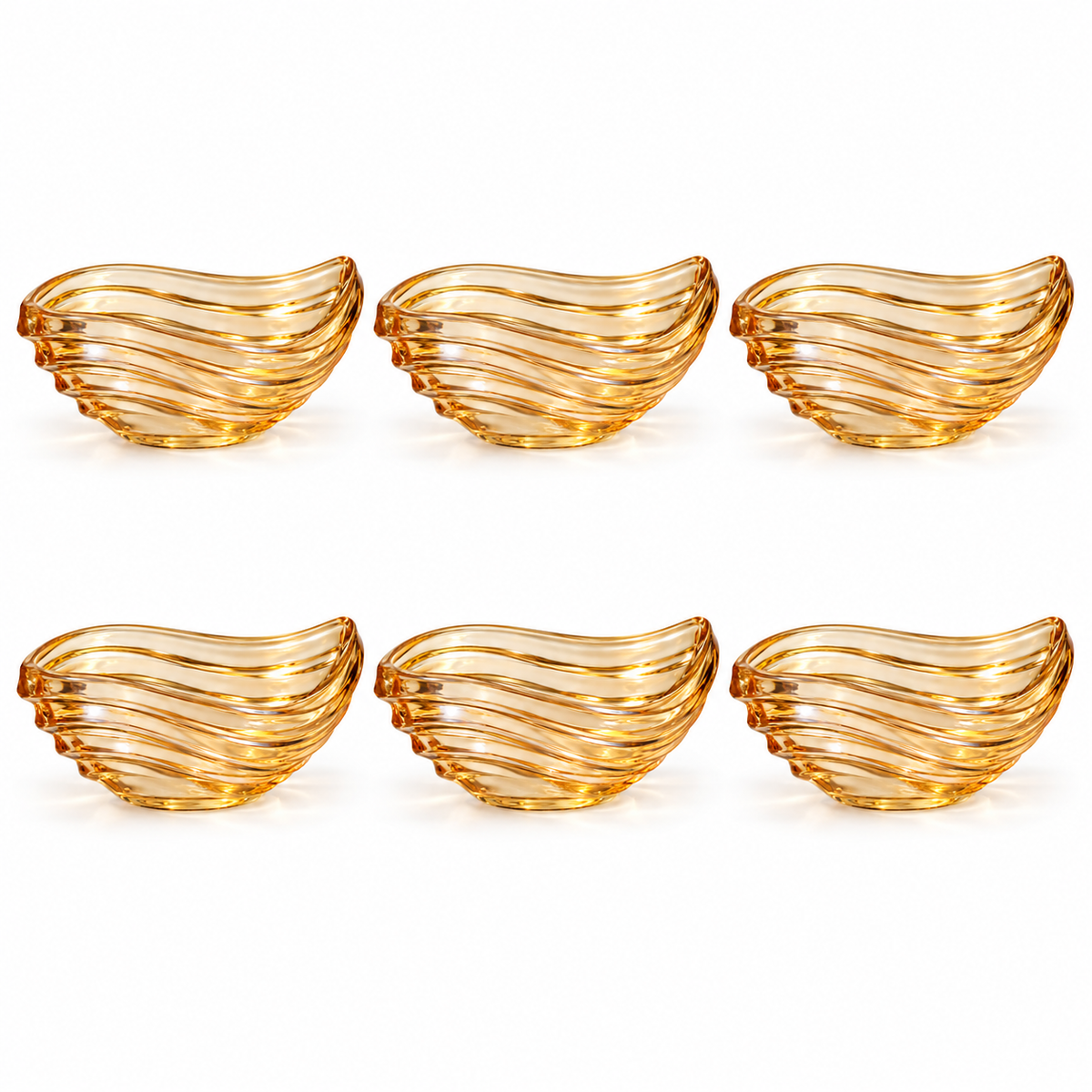 Amber Wave Glass Serving Bowls – Set of 6 or 12