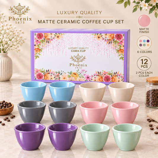 Cawa Shiny Coffee Cup Set Multicolor 12pcs