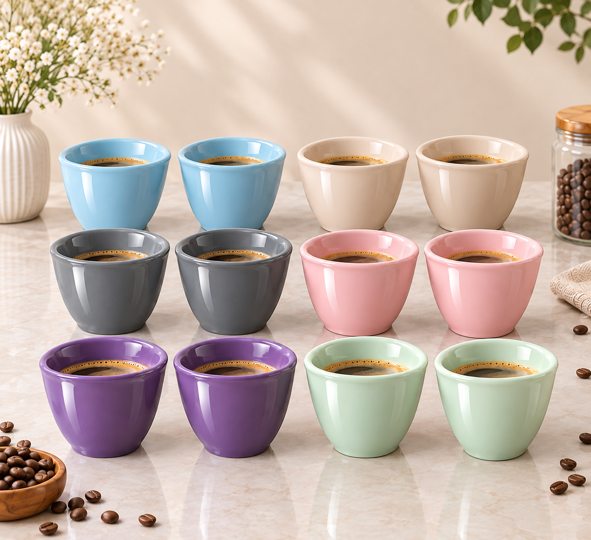 Cawa Shiny Coffee Cup Set Multicolor 12pcs