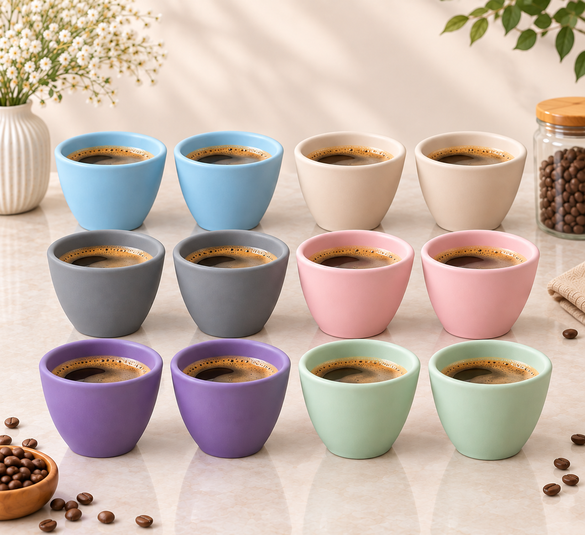 Cawa Matte Coffee Cup Set Multicolor 12pcs