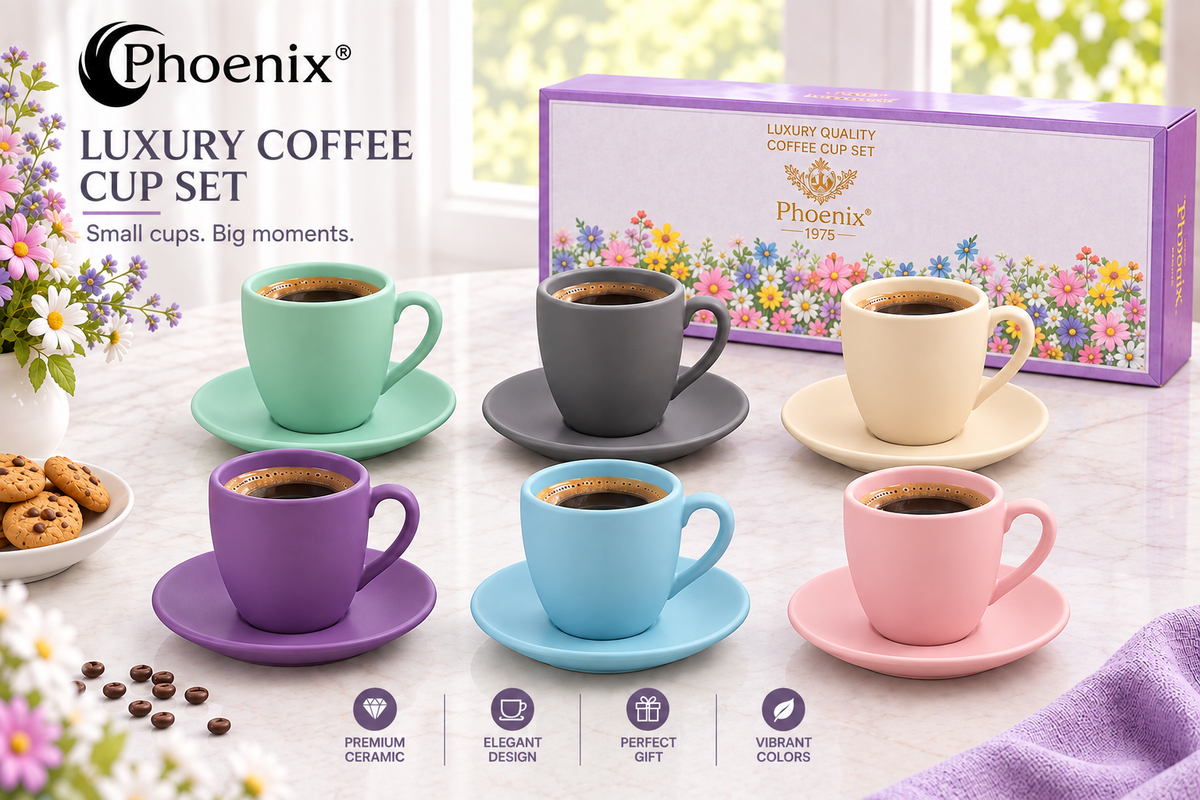 Coffee Cups & Saucers Matte Multicolor