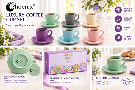 Coffee Cups & Saucers Matte Multicolor