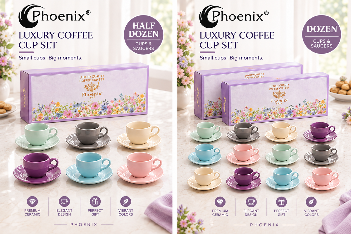 Coffee Cups & Saucers Shiny Multicolor