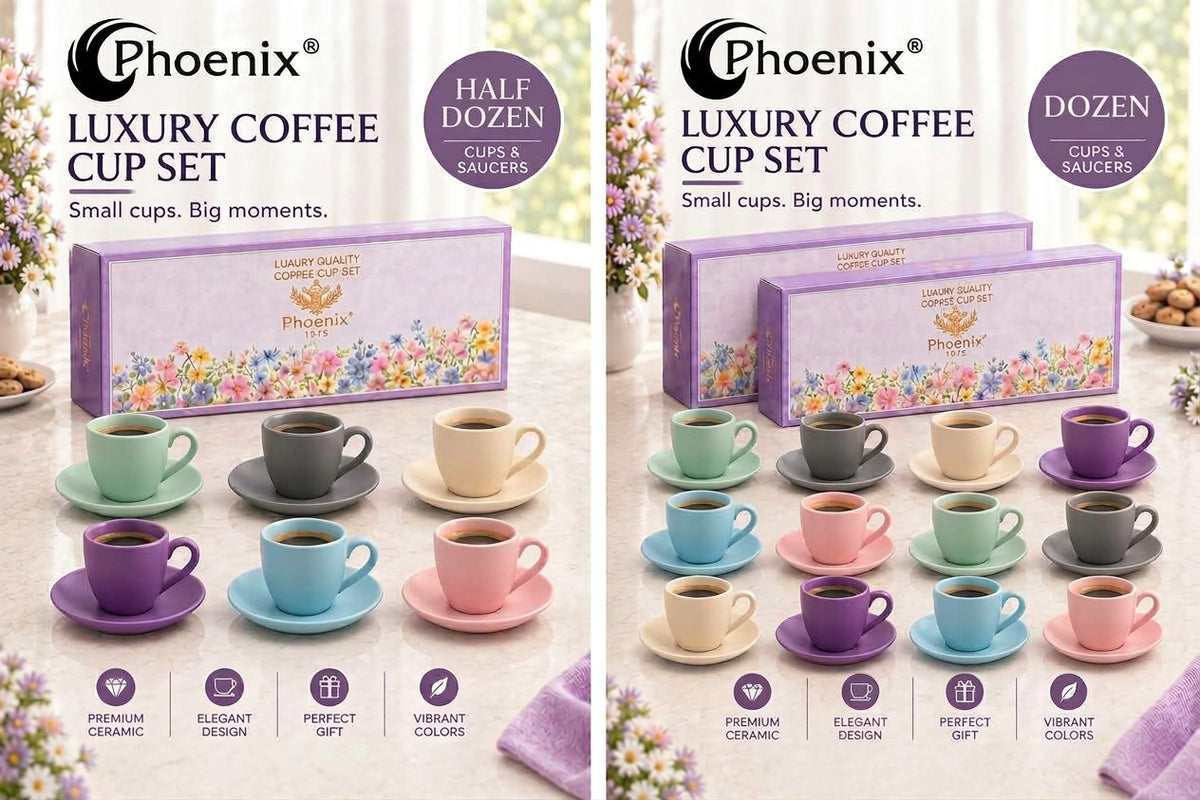 Coffee Cups & Saucers Matte Multicolor