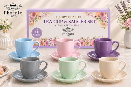 Tea Cups & Saucers Shiny Multicolor