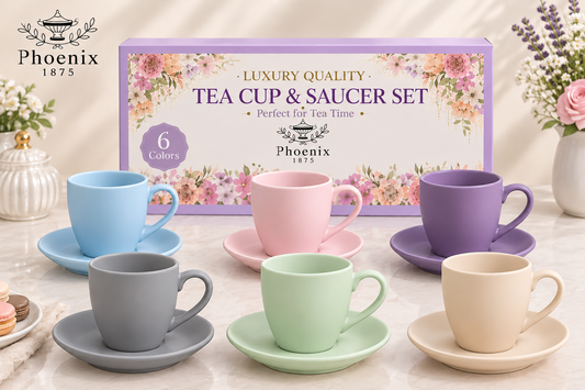 Tea Cups & Saucers Matte Multicolor