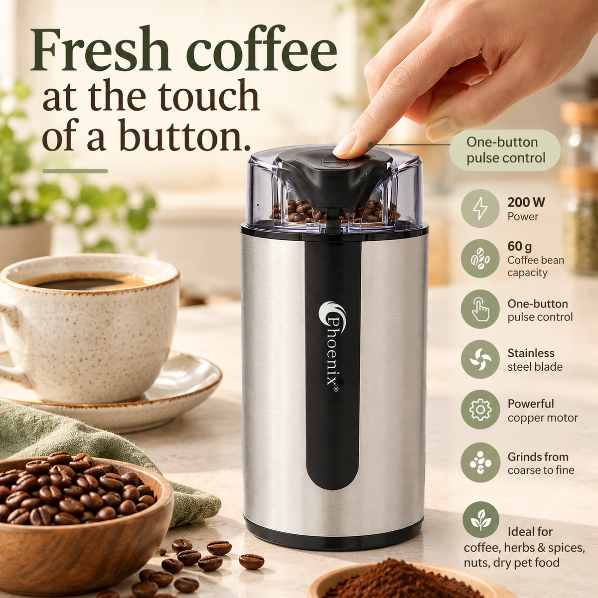Electric Coffee & Spice Grinder 200W