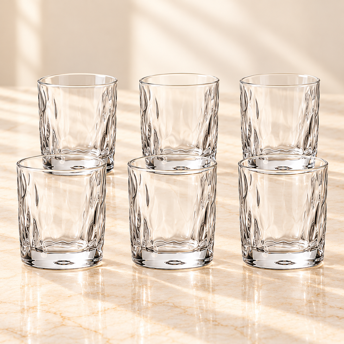 Wavy Glass Tumblers – 290 ml | Set of 6 or 12