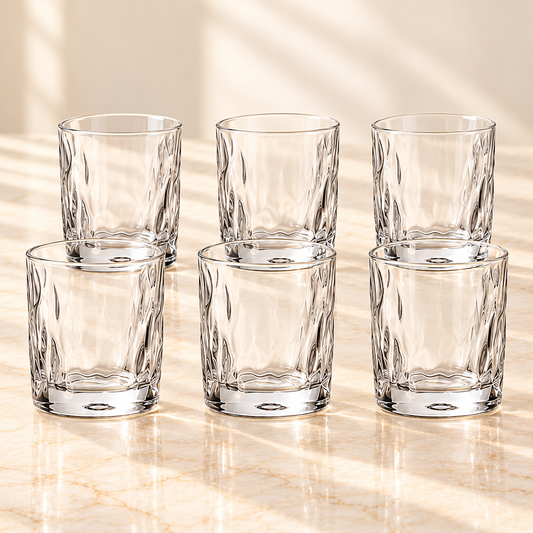 Wavy Glass Tumblers – 290 ml | Set of 6 or 12