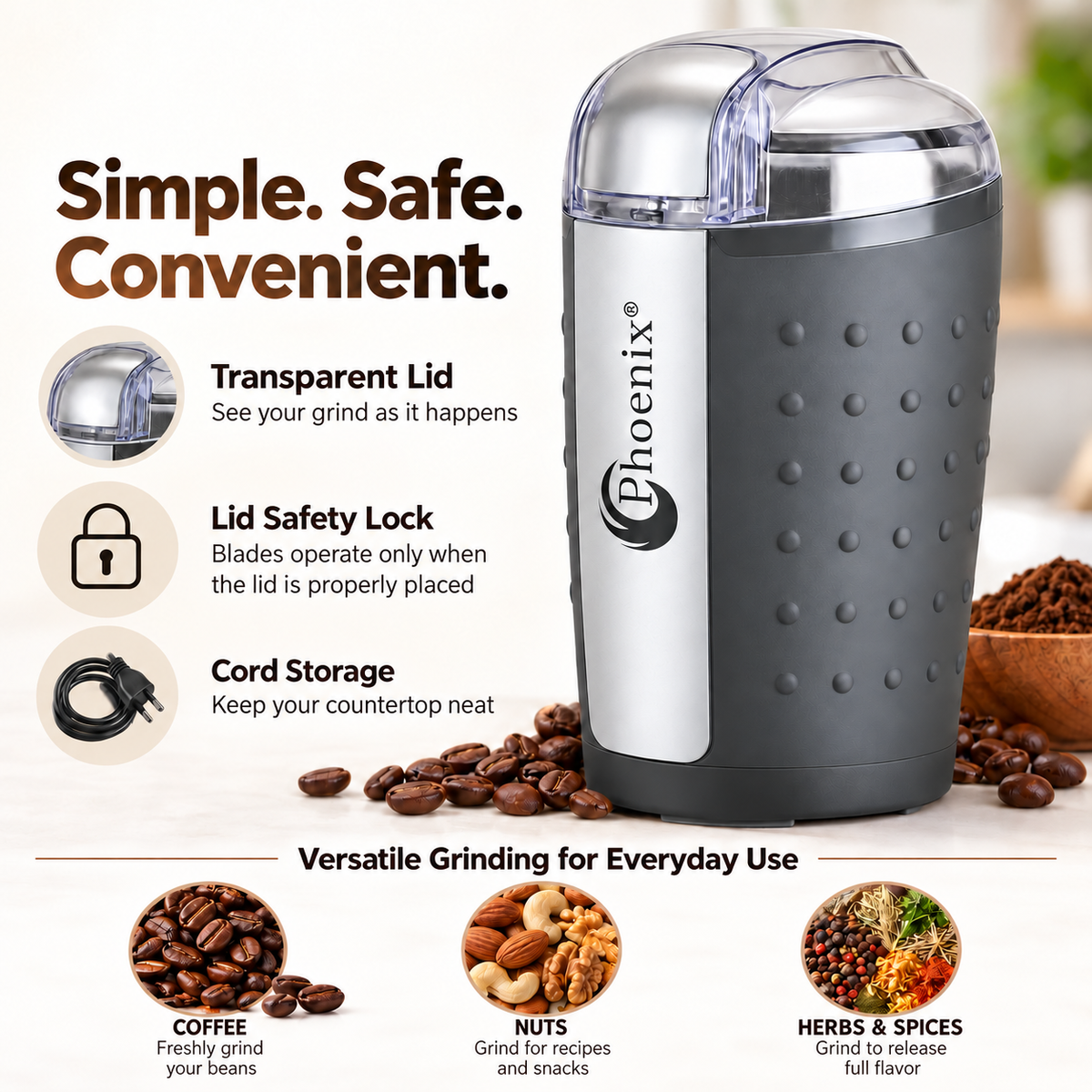 Electric Coffee & Spice Grinder – 200W