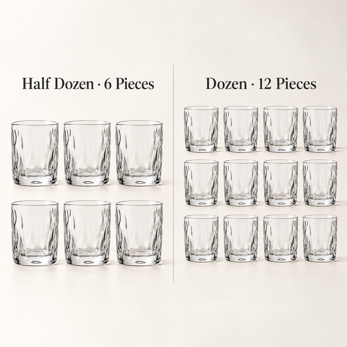 Wavy Glass Tumblers – 290 ml | Set of 6 or 12