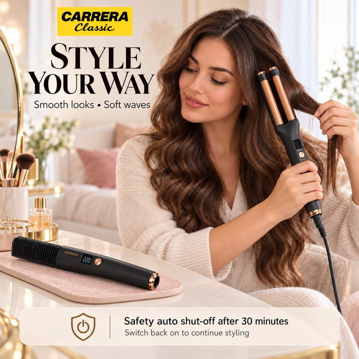 Carrera Classic Click & Style Straightener Comb & Wave Styler Set