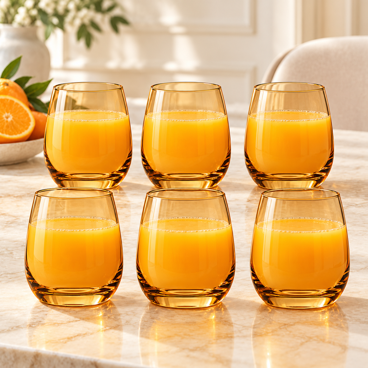 Elegant Amber Glass Tumblers – 350 ml | Set of 6 or 12