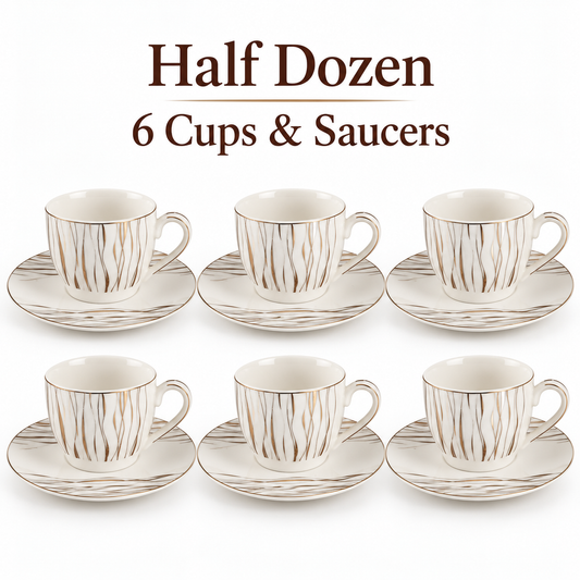 White & Gold Coffee Cup and Saucer Set