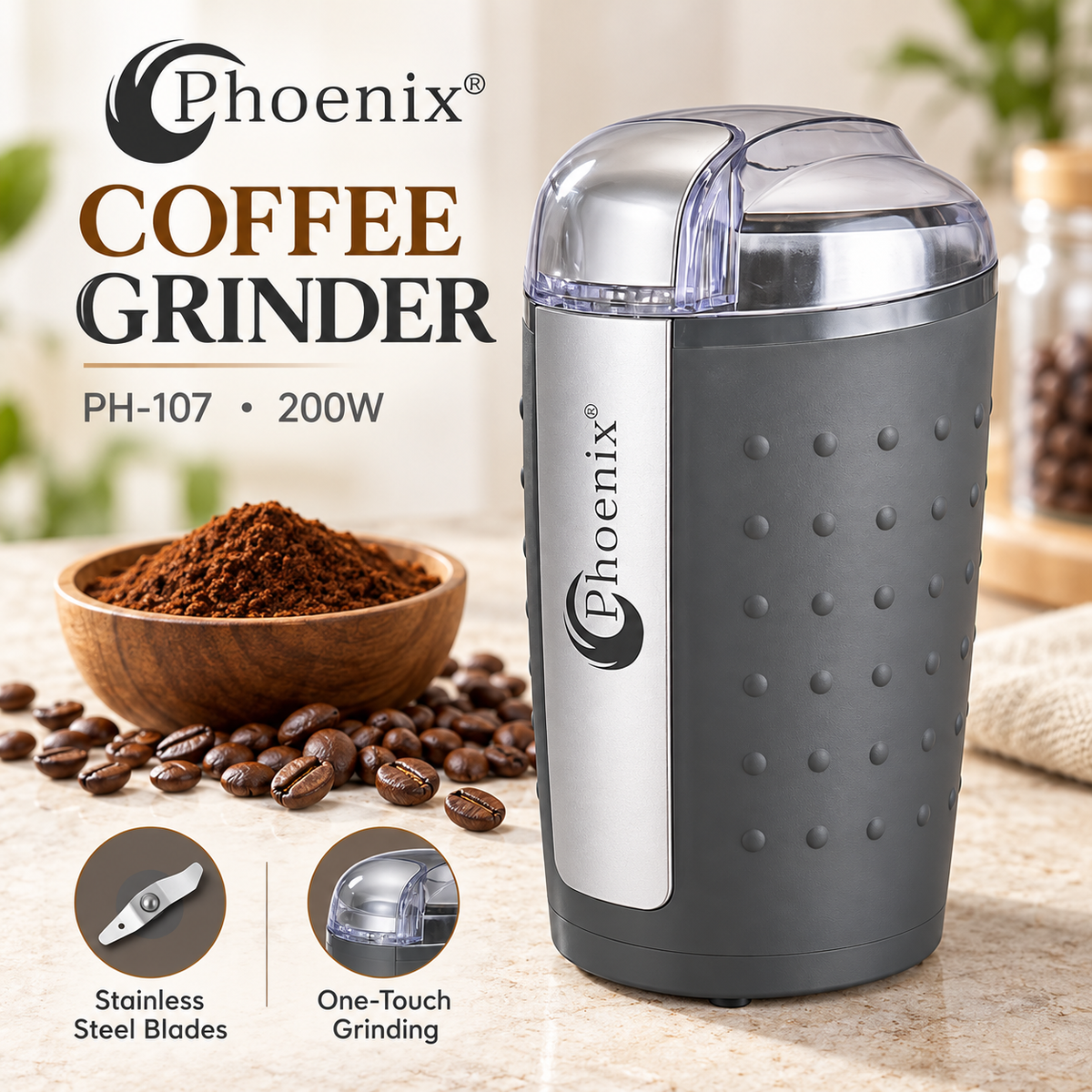 Electric Coffee & Spice Grinder – 200W