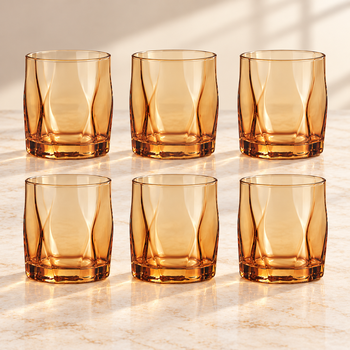 Amber Glass Tumblers – 300 ml | Set of 6 or 12