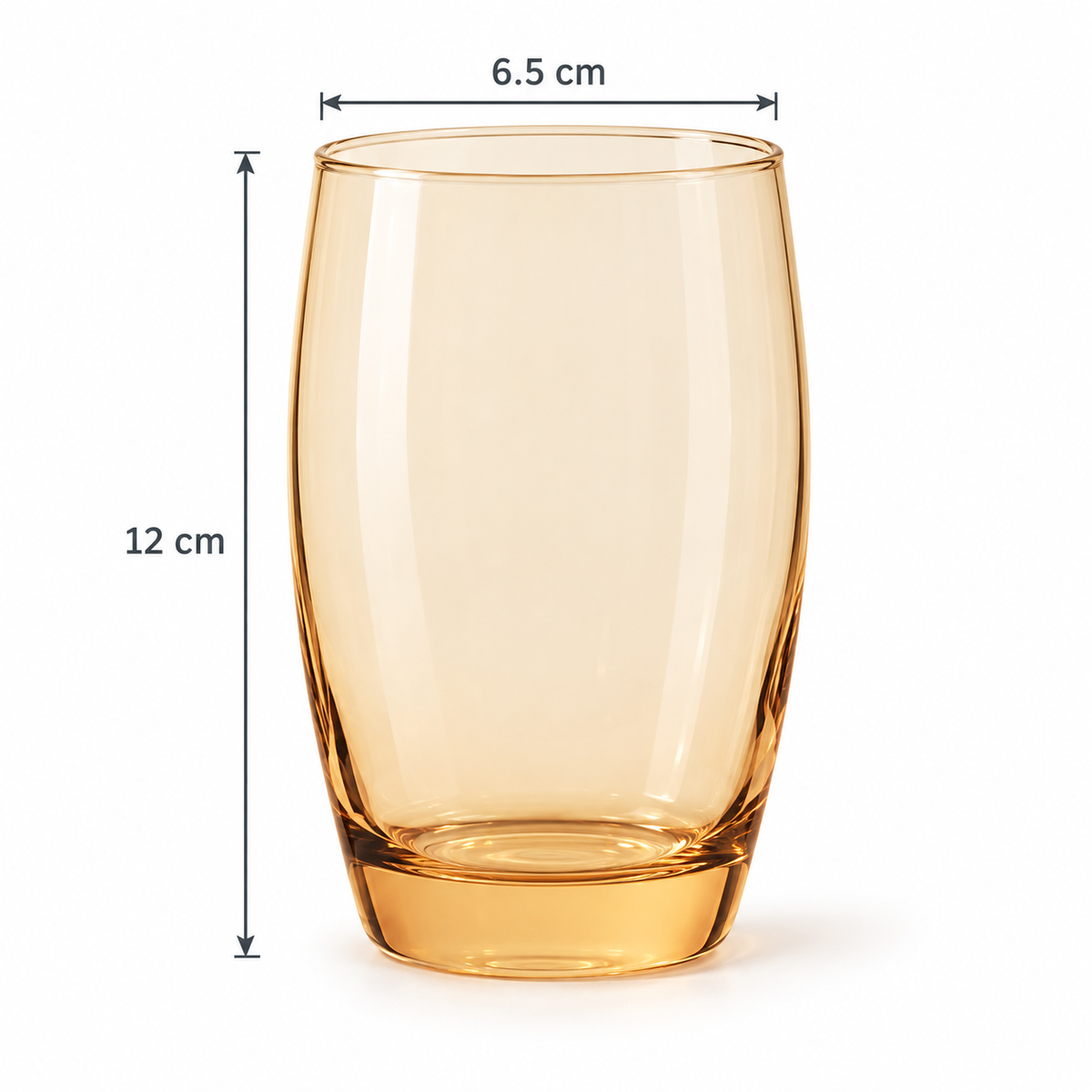 Amber Glow Glass Tumblers – 390 ml | Set of 6 or 12