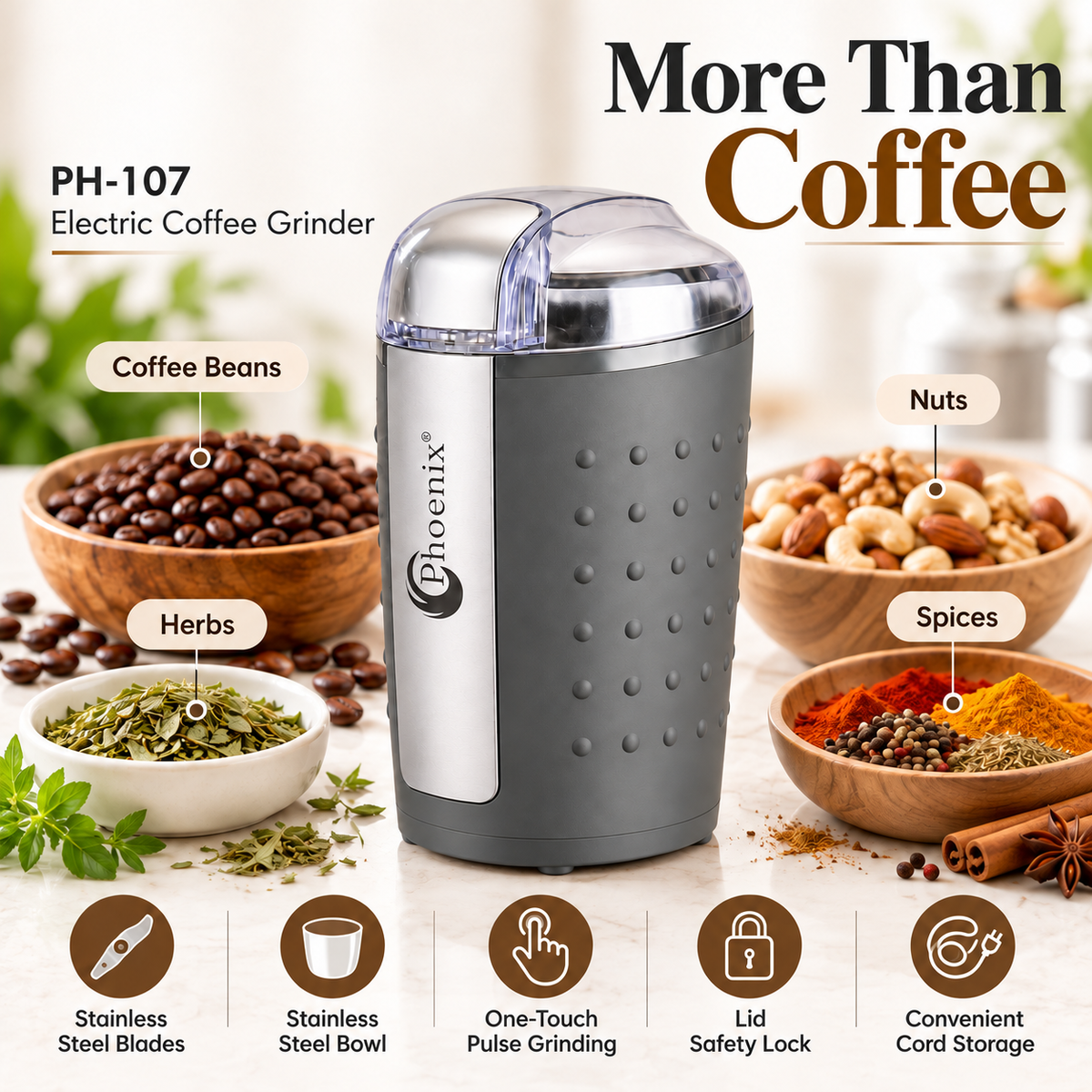 Electric Coffee & Spice Grinder – 200W