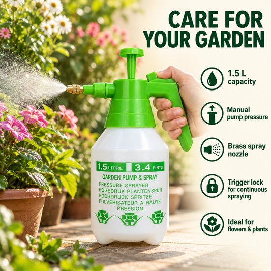1.5L Garden Pressure Sprayer with Brass Nozzle & Trigger Lock