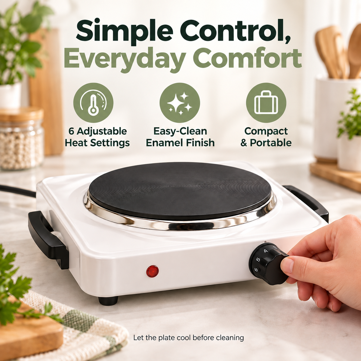 Phoenix 1500W Single Electric Hot Plate with 6 Heat Settings – TH-02L