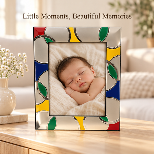 Colorful Stainless Steel Photo Frame – Fits 14.5 × 19.5 cm Photos